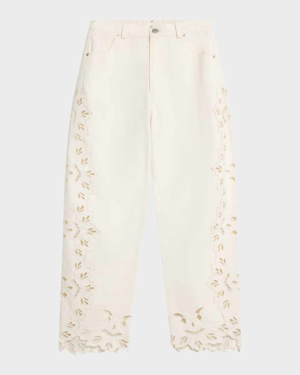 Cavina Embroidered Crop Barrel Jeans